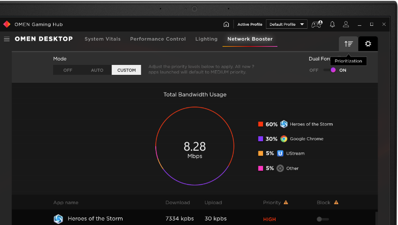 Écrans d’interface utilisateur OMEN Gaming Hub