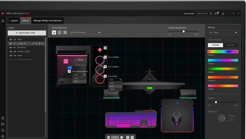 UI-schermen OMEN Gaming Hub