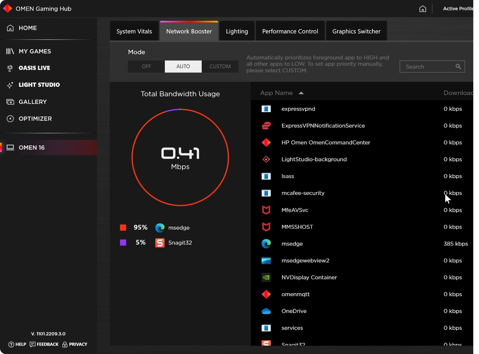 OMEN Gaming Hub UI