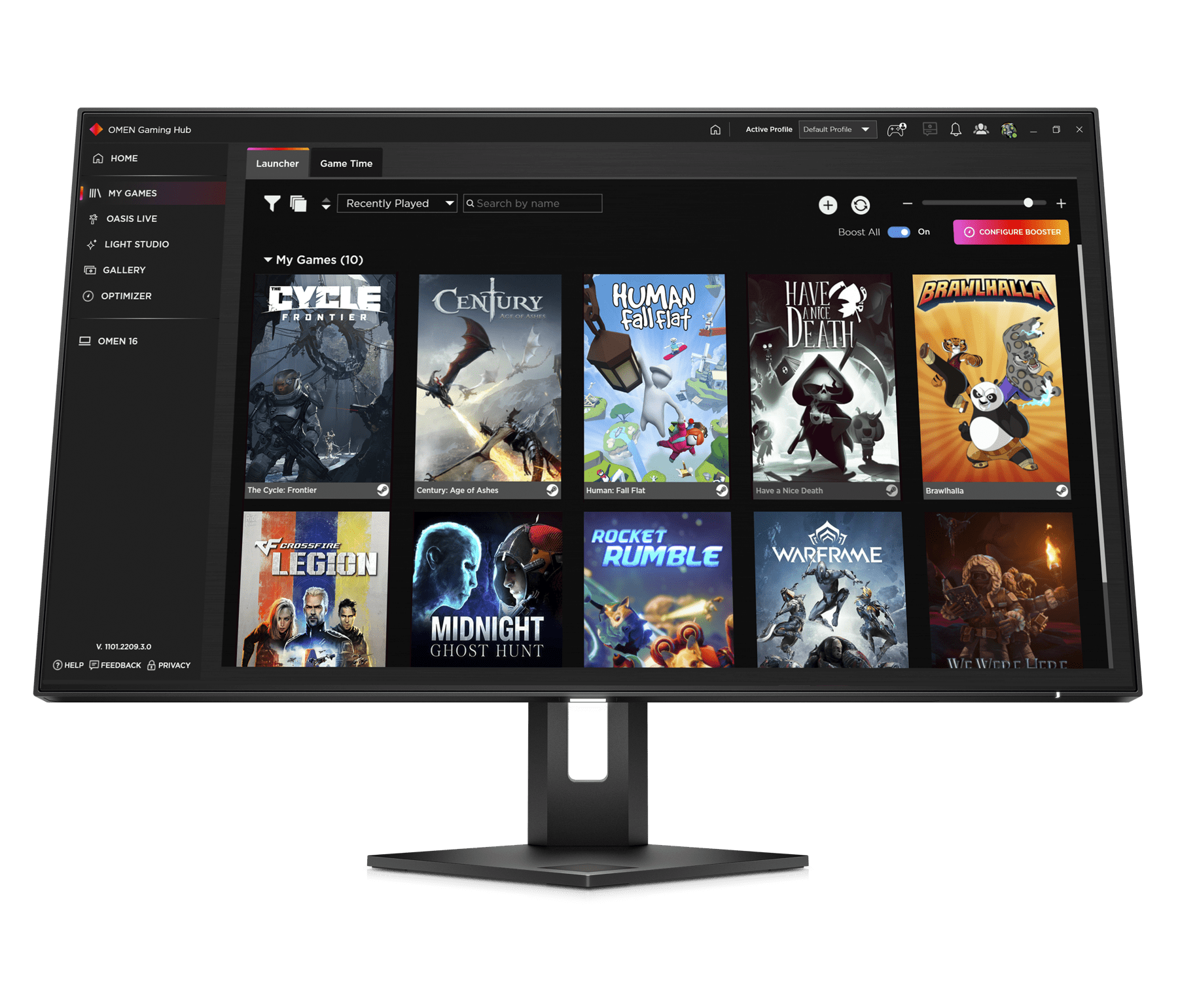 OMEN 27u with OMEN Gaming Hub UI