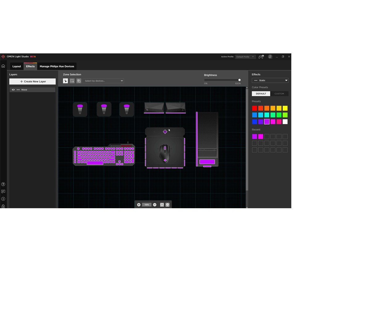 OMEN Light Studio UI-skjermbilde